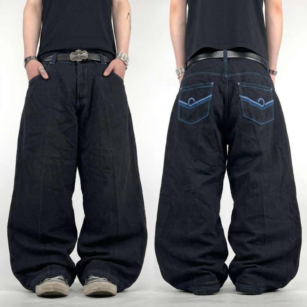 Vintage y2k grunge archive embroidered rare skater baggy wide leg jeans